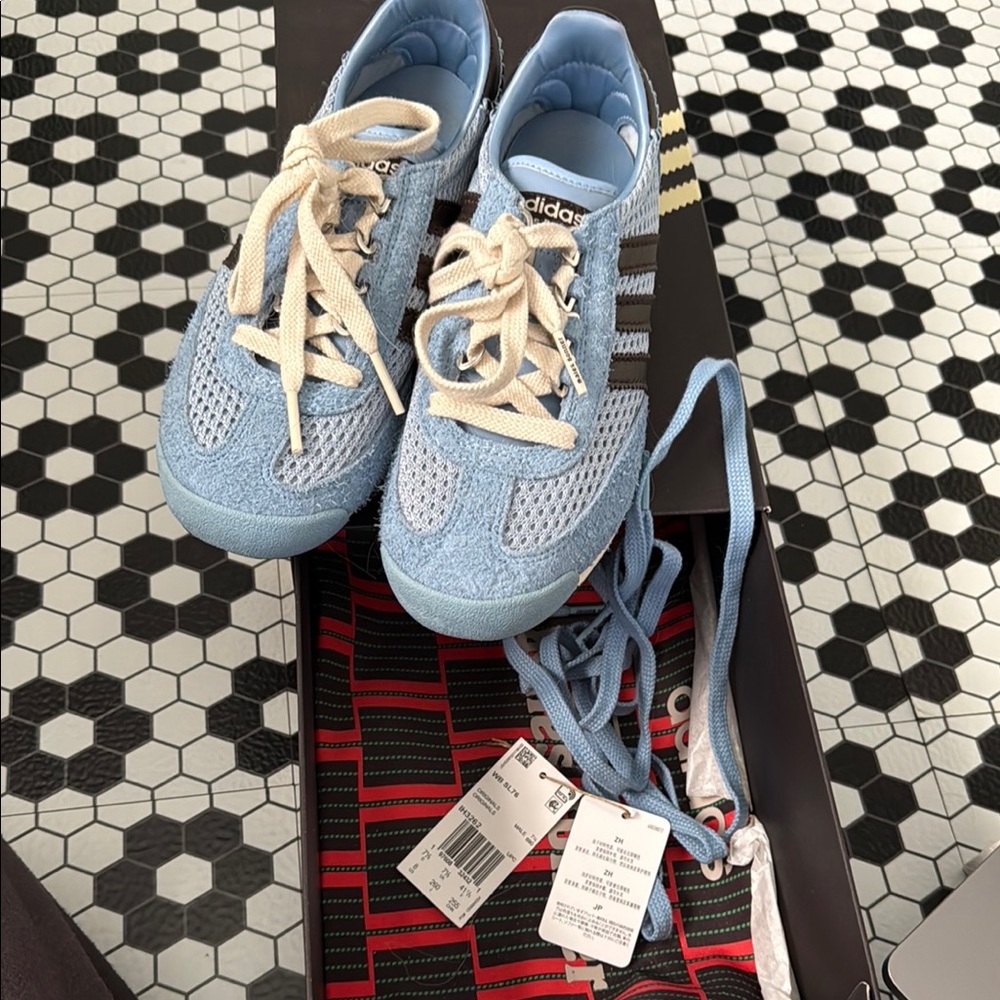 adidas Light Blue and Cream Women's Sneakers